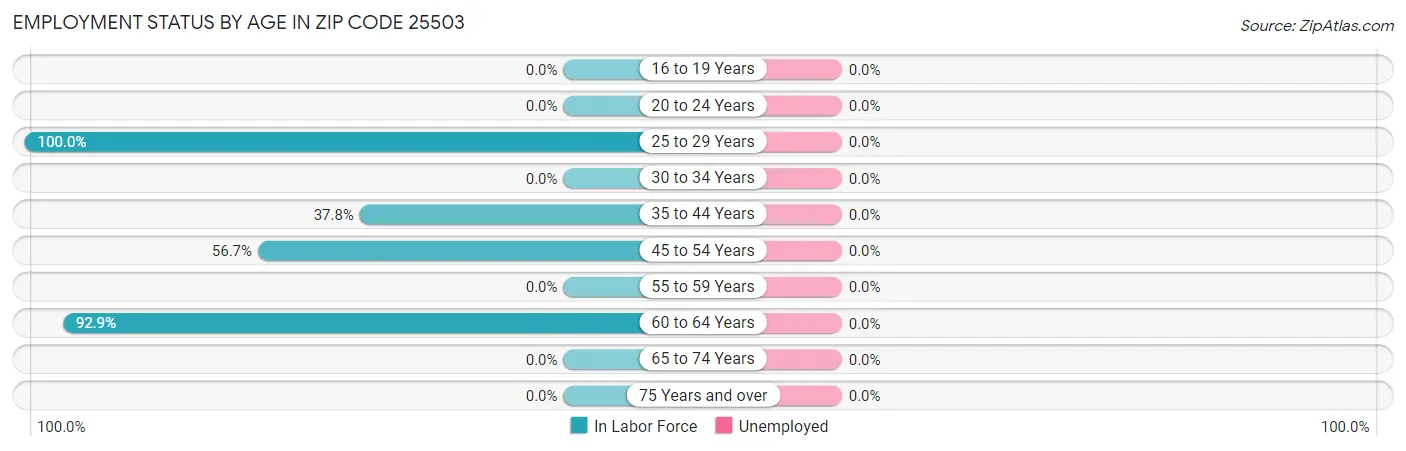 Employment Status by Age in Zip Code 25503