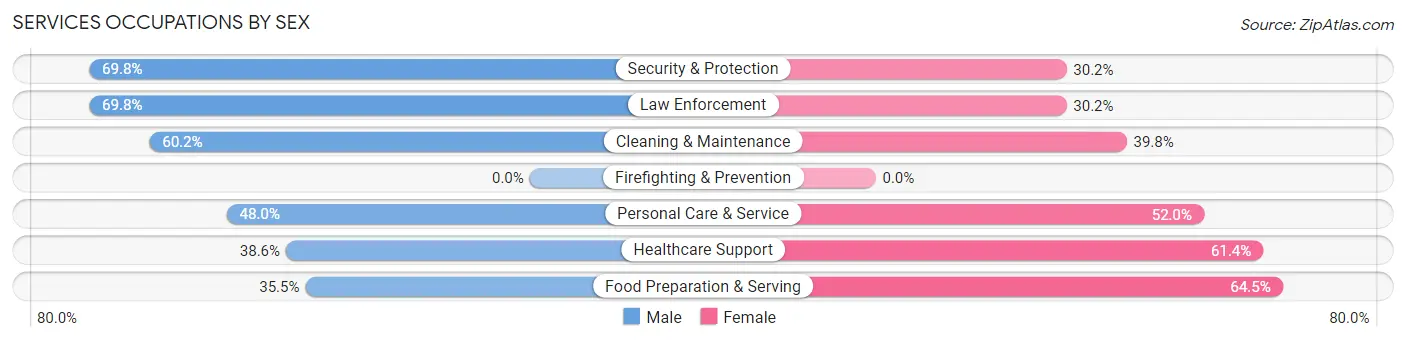 Services Occupations by Sex in Zip Code 25508