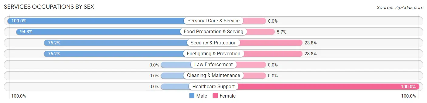 Services Occupations by Sex in Zip Code 25524