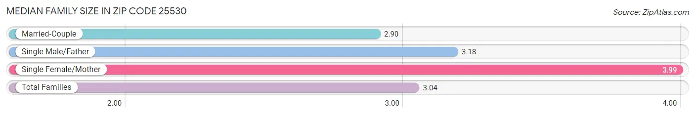 Median Family Size in Zip Code 25530