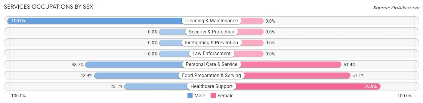Services Occupations by Sex in Zip Code 25530