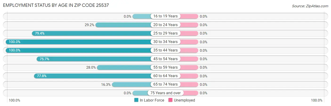 Employment Status by Age in Zip Code 25537