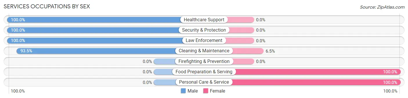 Services Occupations by Sex in Zip Code 25571
