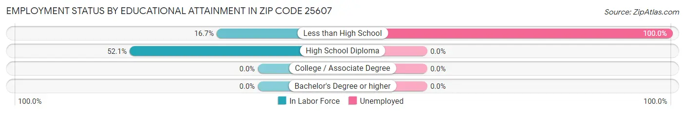 Employment Status by Educational Attainment in Zip Code 25607