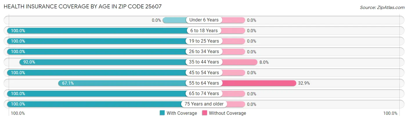 Health Insurance Coverage by Age in Zip Code 25607