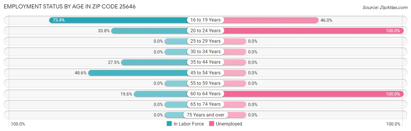 Employment Status by Age in Zip Code 25646