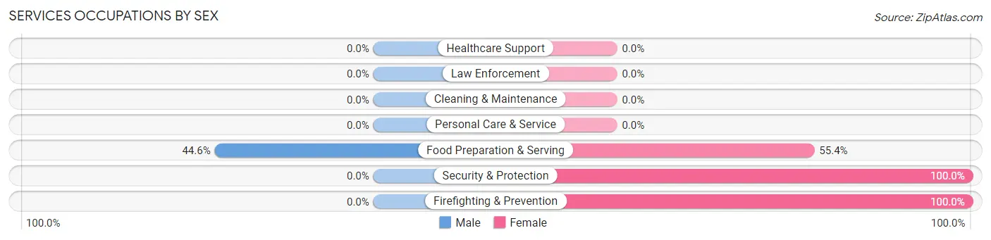 Services Occupations by Sex in Zip Code 25646