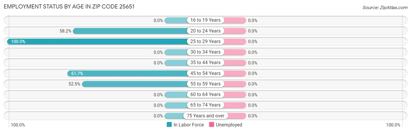 Employment Status by Age in Zip Code 25651