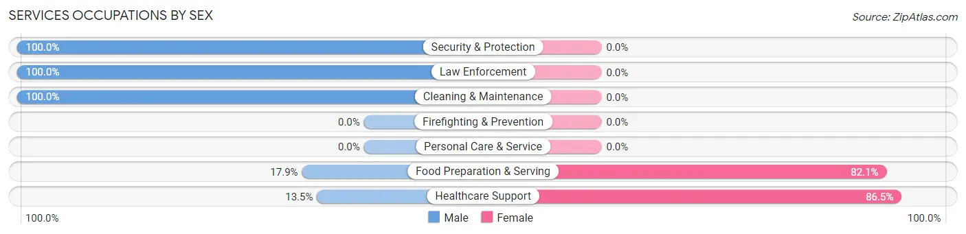 Services Occupations by Sex in Zip Code 25661