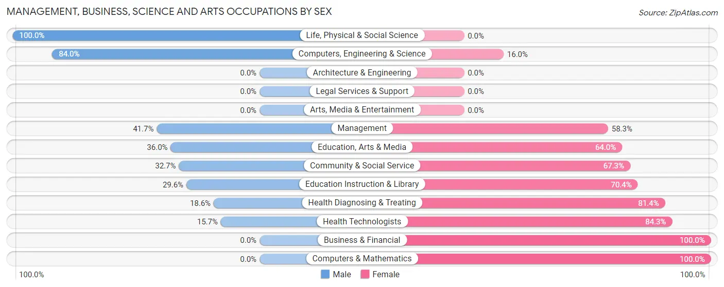 Management, Business, Science and Arts Occupations by Sex in Zip Code 25670
