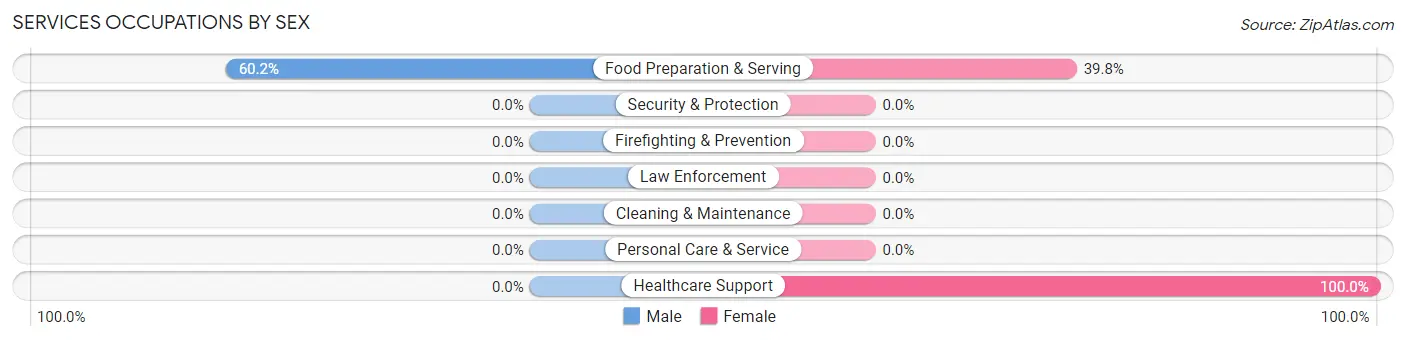 Services Occupations by Sex in Zip Code 25671
