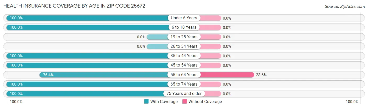 Health Insurance Coverage by Age in Zip Code 25672