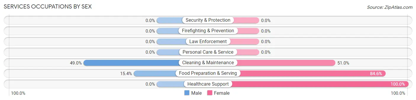 Services Occupations by Sex in Zip Code 25674