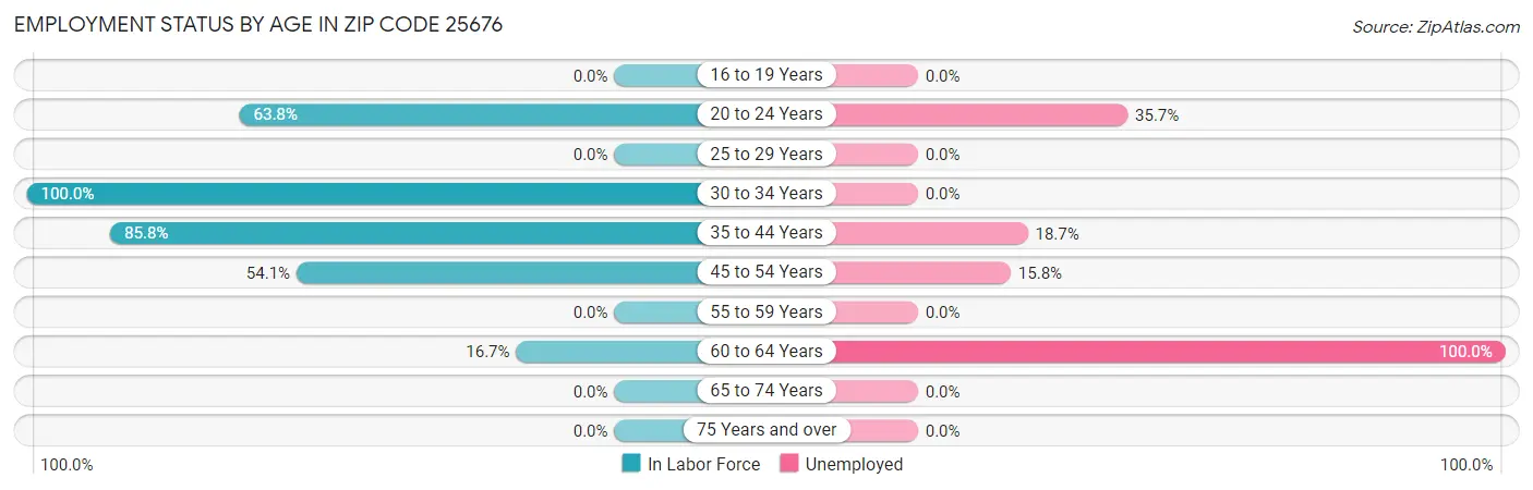 Employment Status by Age in Zip Code 25676