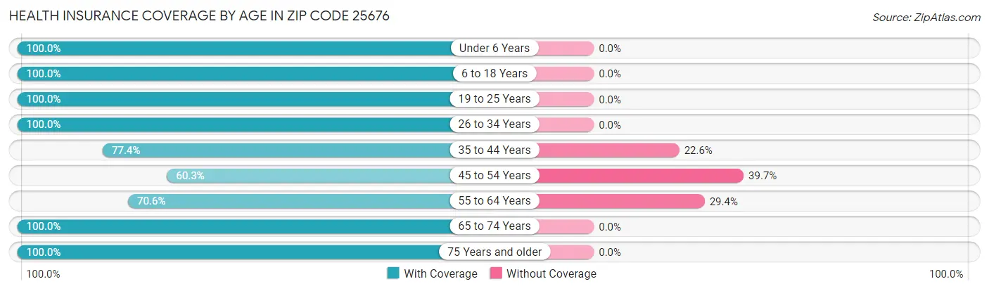 Health Insurance Coverage by Age in Zip Code 25676