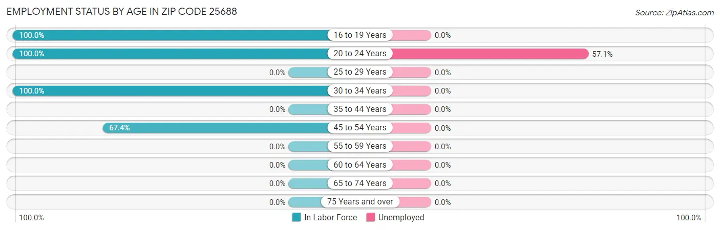 Employment Status by Age in Zip Code 25688