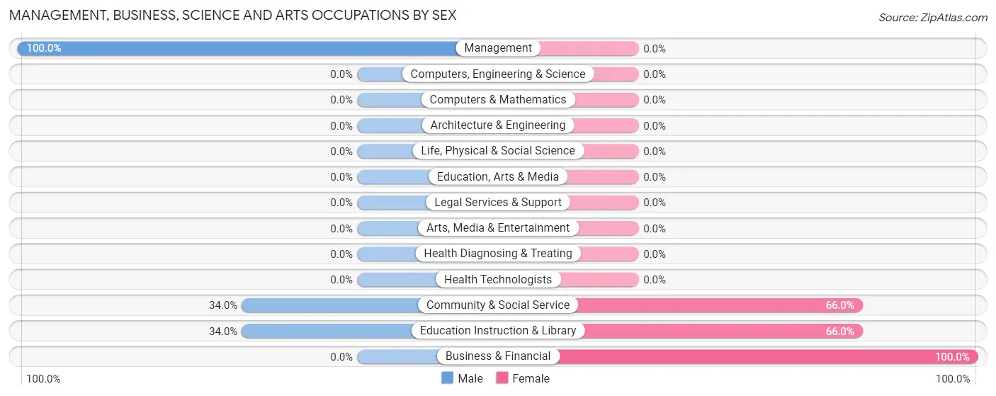 Management, Business, Science and Arts Occupations by Sex in Zip Code 25696
