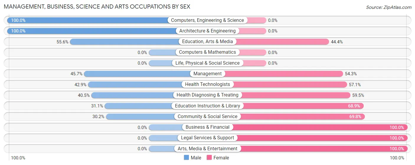 Management, Business, Science and Arts Occupations by Sex in Zip Code 25702
