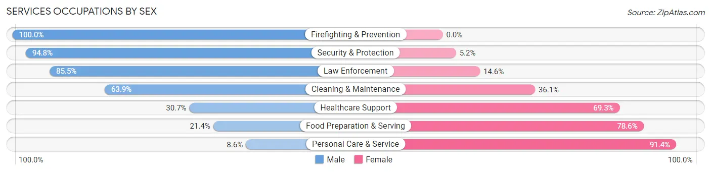 Services Occupations by Sex in Zip Code 25703