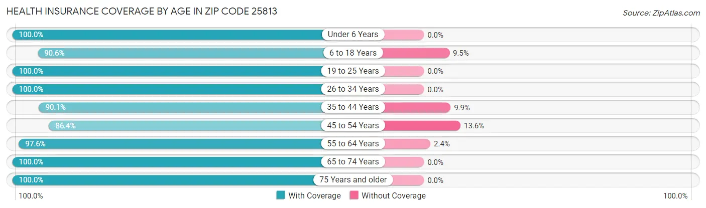 Health Insurance Coverage by Age in Zip Code 25813