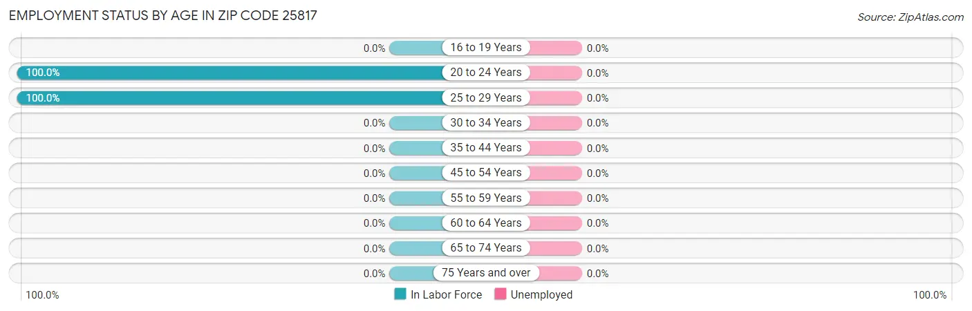 Employment Status by Age in Zip Code 25817