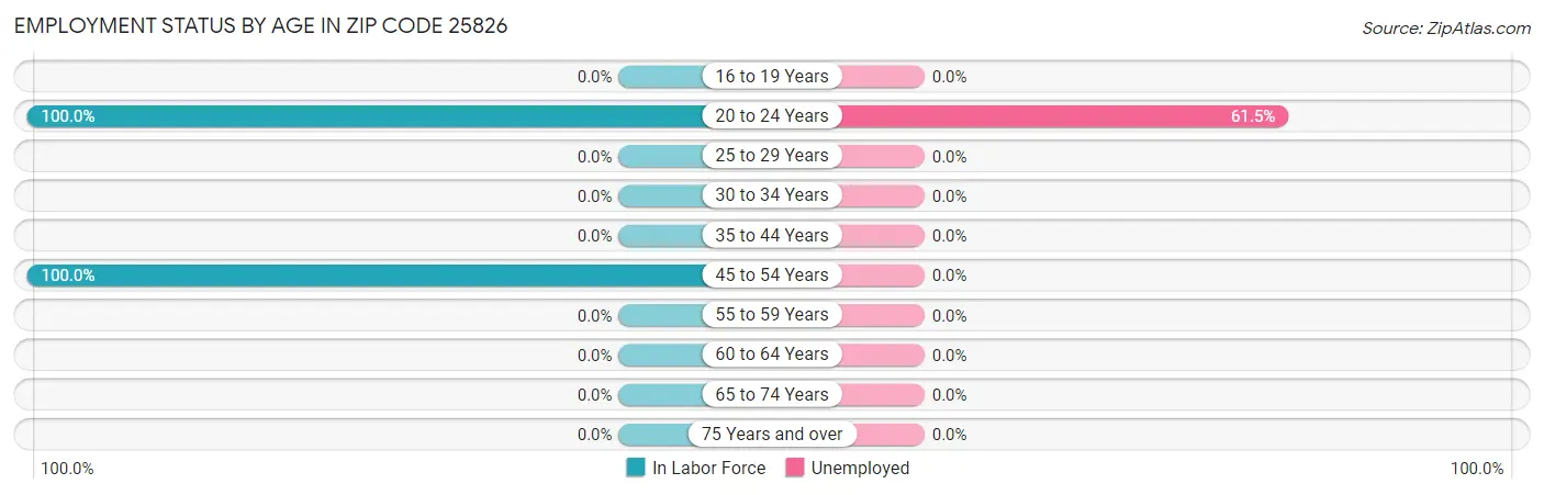 Employment Status by Age in Zip Code 25826