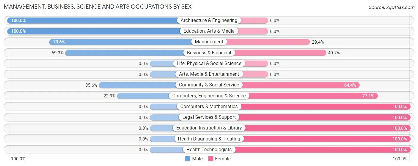 Management, Business, Science and Arts Occupations by Sex in Zip Code 25827