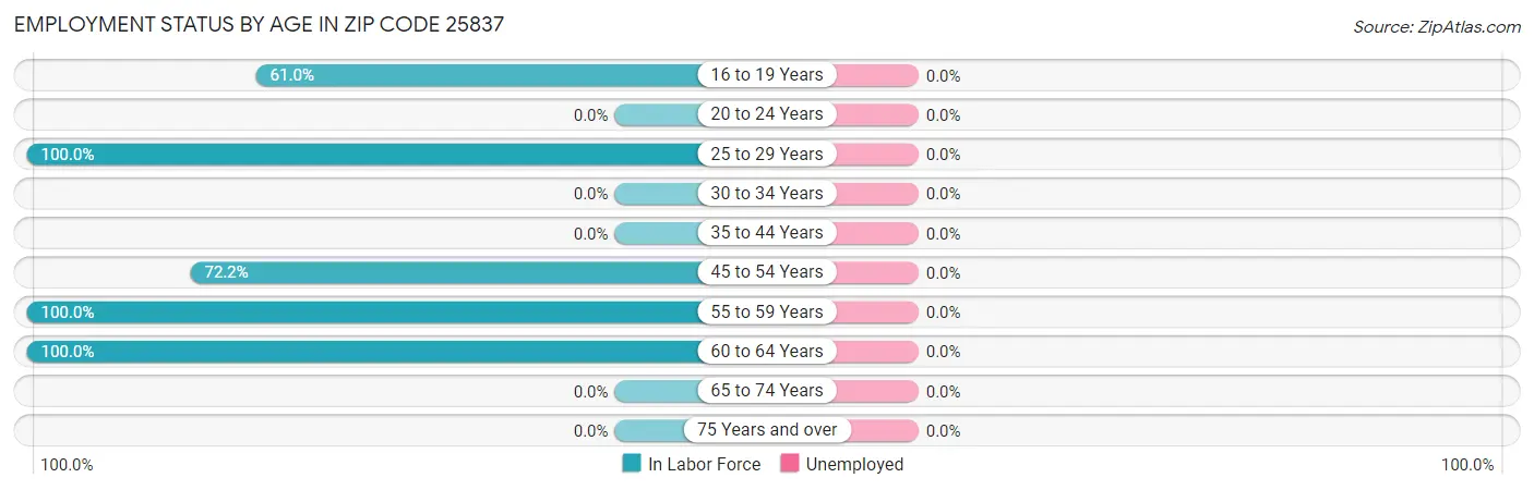 Employment Status by Age in Zip Code 25837