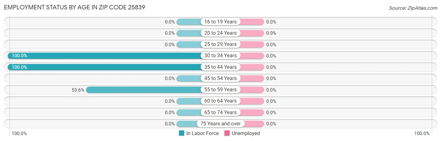 Employment Status by Age in Zip Code 25839