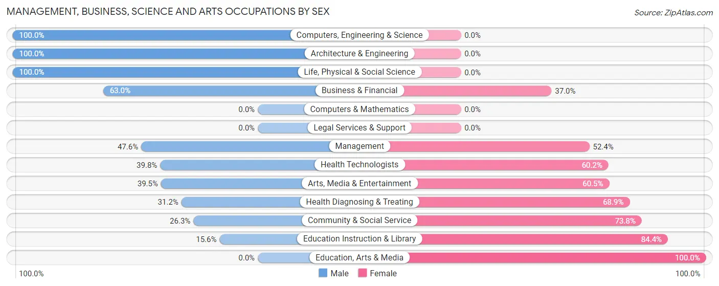 Management, Business, Science and Arts Occupations by Sex in Zip Code 25840