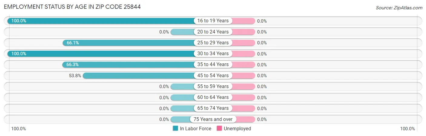 Employment Status by Age in Zip Code 25844