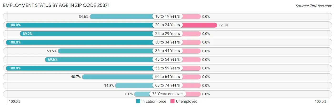 Employment Status by Age in Zip Code 25871