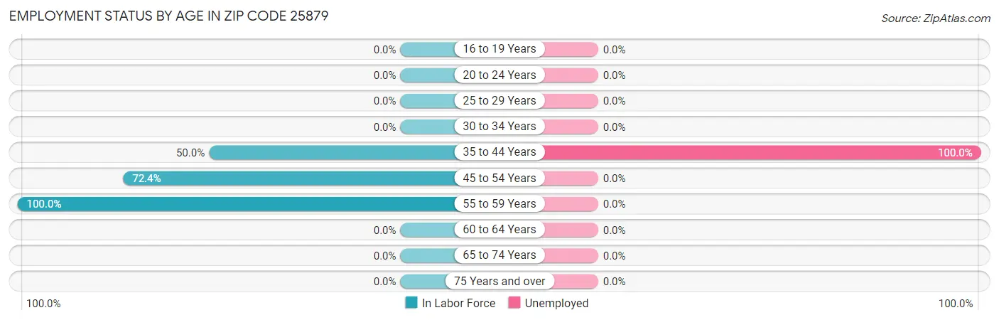 Employment Status by Age in Zip Code 25879