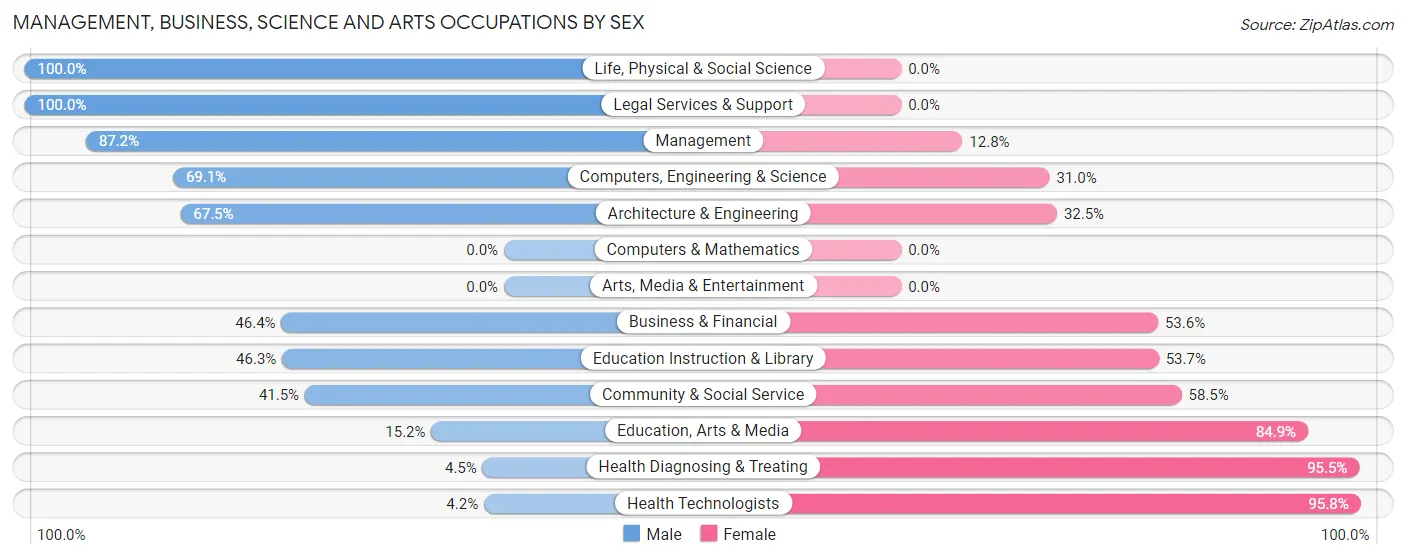 Management, Business, Science and Arts Occupations by Sex in Zip Code 25882
