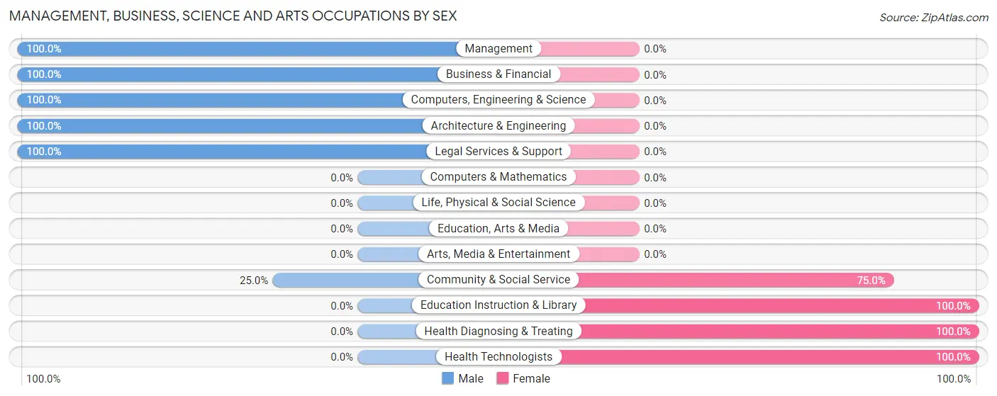 Management, Business, Science and Arts Occupations by Sex in Zip Code 25938