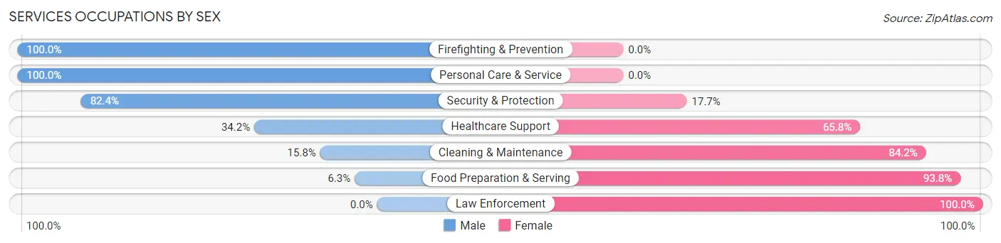 Services Occupations by Sex in Zip Code 25962