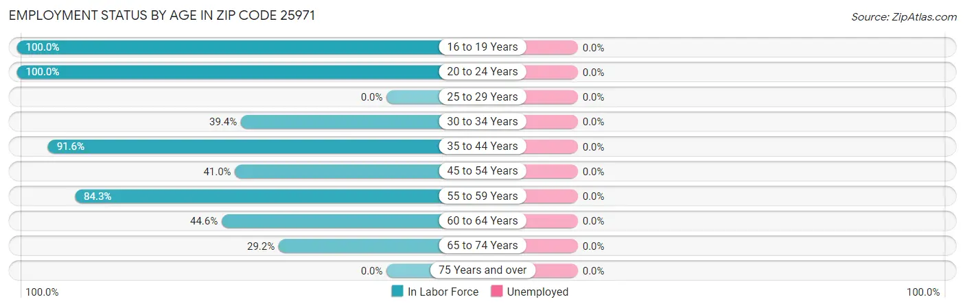 Employment Status by Age in Zip Code 25971