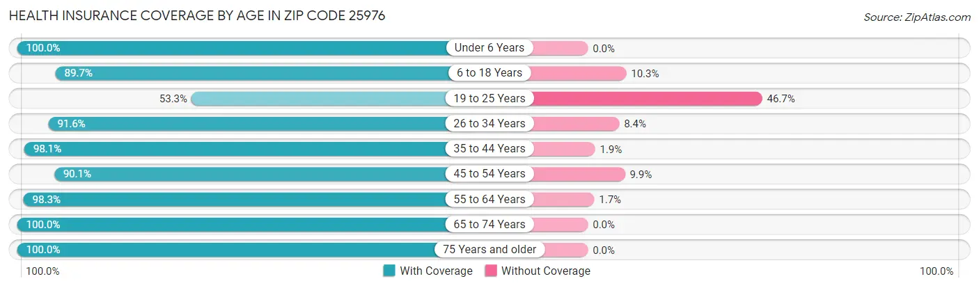 Health Insurance Coverage by Age in Zip Code 25976