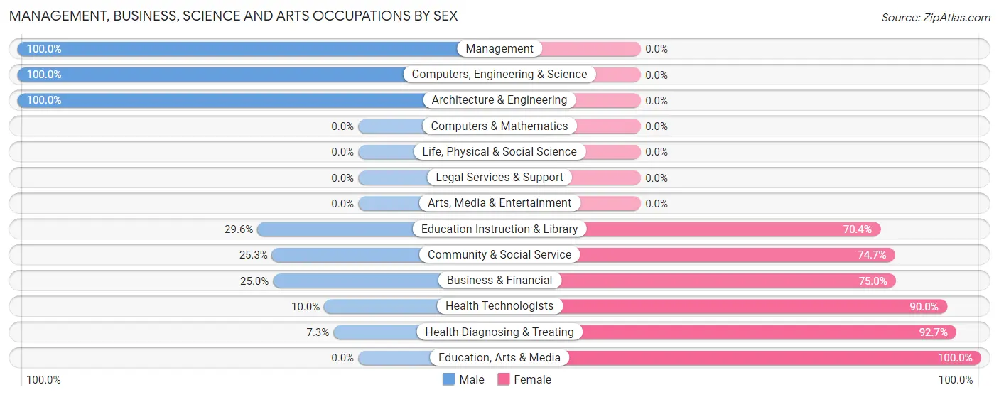 Management, Business, Science and Arts Occupations by Sex in Zip Code 25976