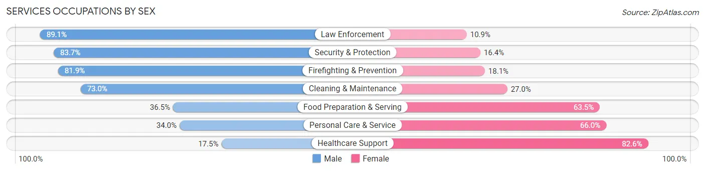 Services Occupations by Sex in Zip Code 26003
