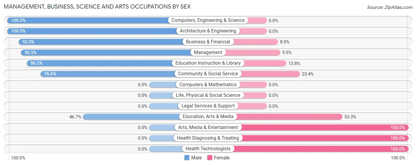 Management, Business, Science and Arts Occupations by Sex in Zip Code 26031
