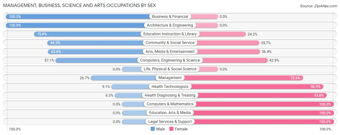 Management, Business, Science and Arts Occupations by Sex in Zip Code 26032