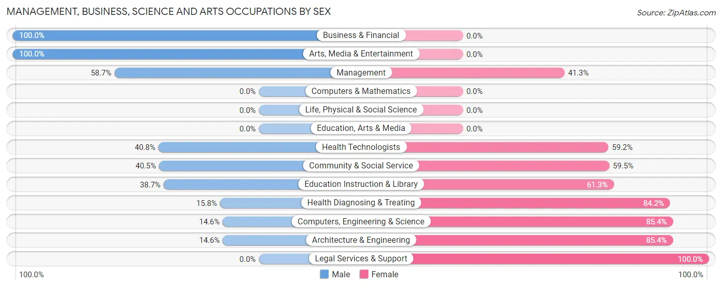 Management, Business, Science and Arts Occupations by Sex in Zip Code 26034