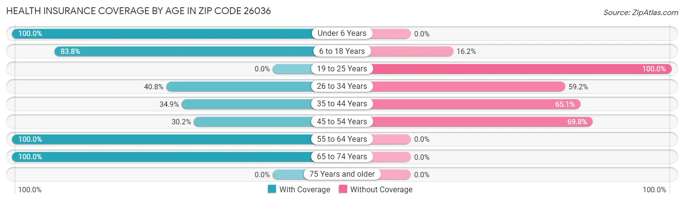 Health Insurance Coverage by Age in Zip Code 26036