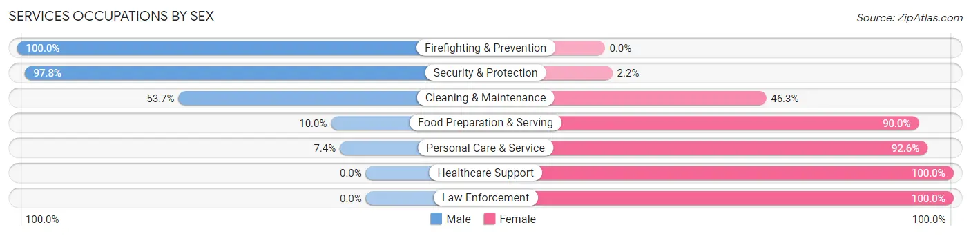Services Occupations by Sex in Zip Code 26041