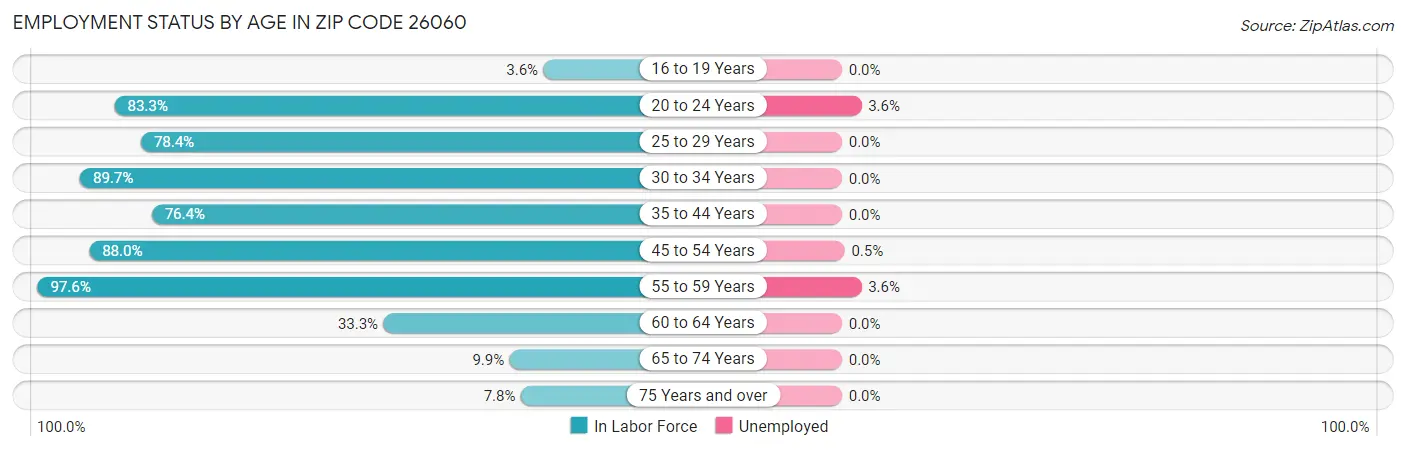 Employment Status by Age in Zip Code 26060