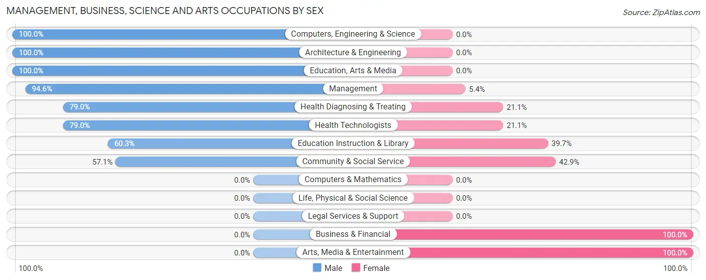 Management, Business, Science and Arts Occupations by Sex in Zip Code 26074