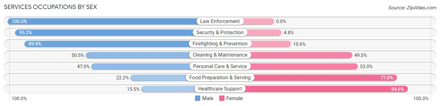 Services Occupations by Sex in Zip Code 26104