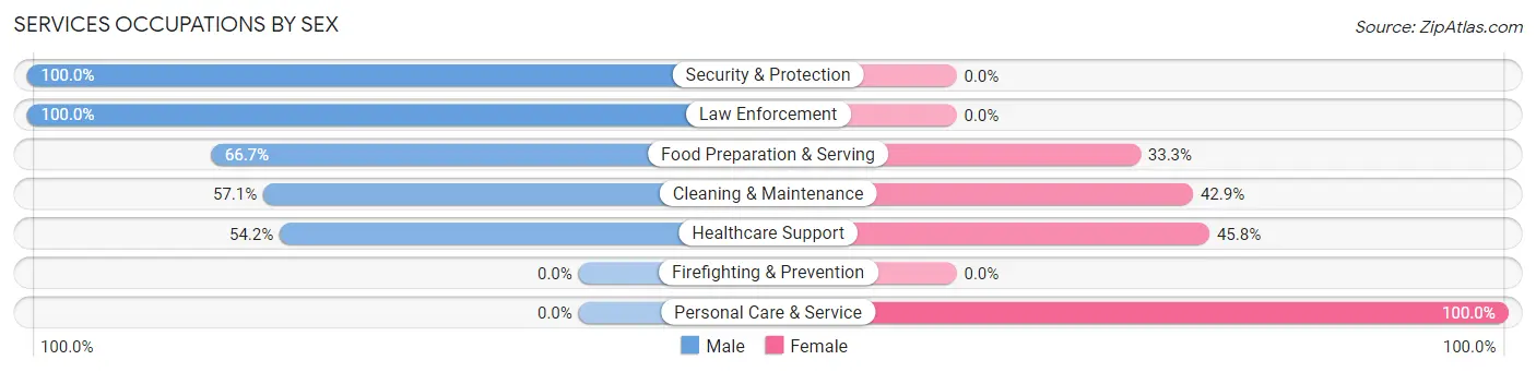 Services Occupations by Sex in Zip Code 26134
