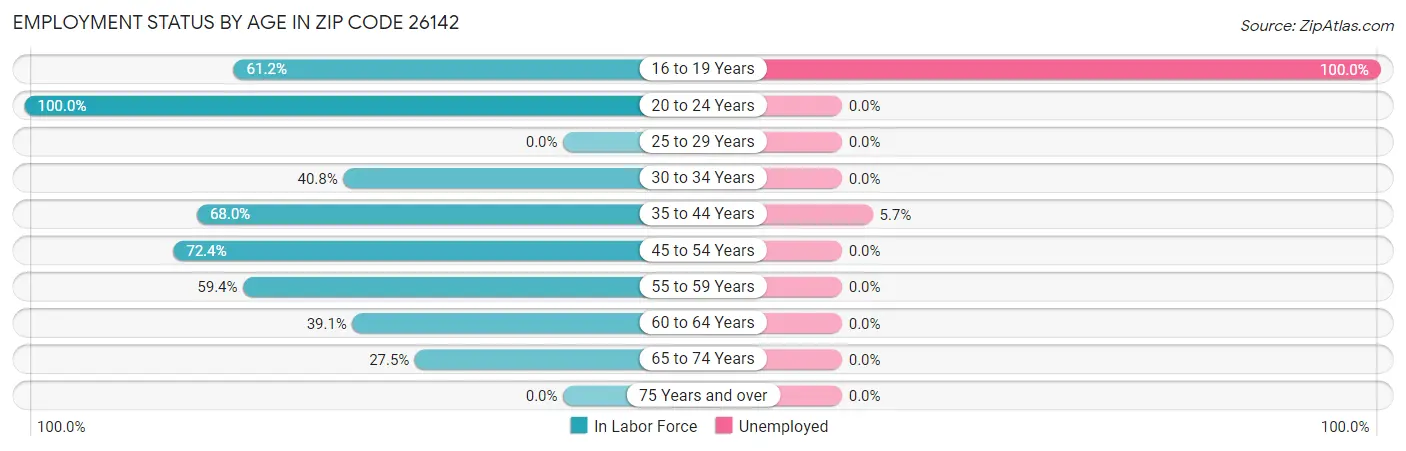 Employment Status by Age in Zip Code 26142